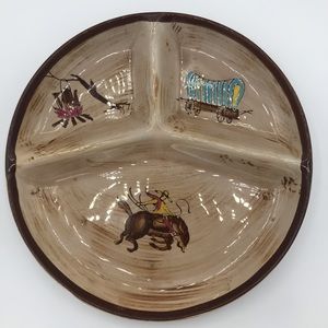 Vintage western cowboy divided tray